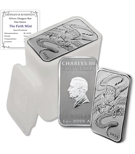 2025 P Lot of (5) 1 Troy Ounce Australian Silver Dragon 2025 P Lot of (5) 1 Troy Ounce Australian Silver Dragon